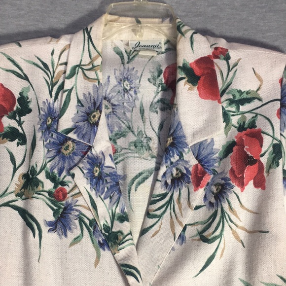 JOANNA Floral Spring Trendy Career Jacket The Look of Linen without the Wrinkles - Picture 3 of 16